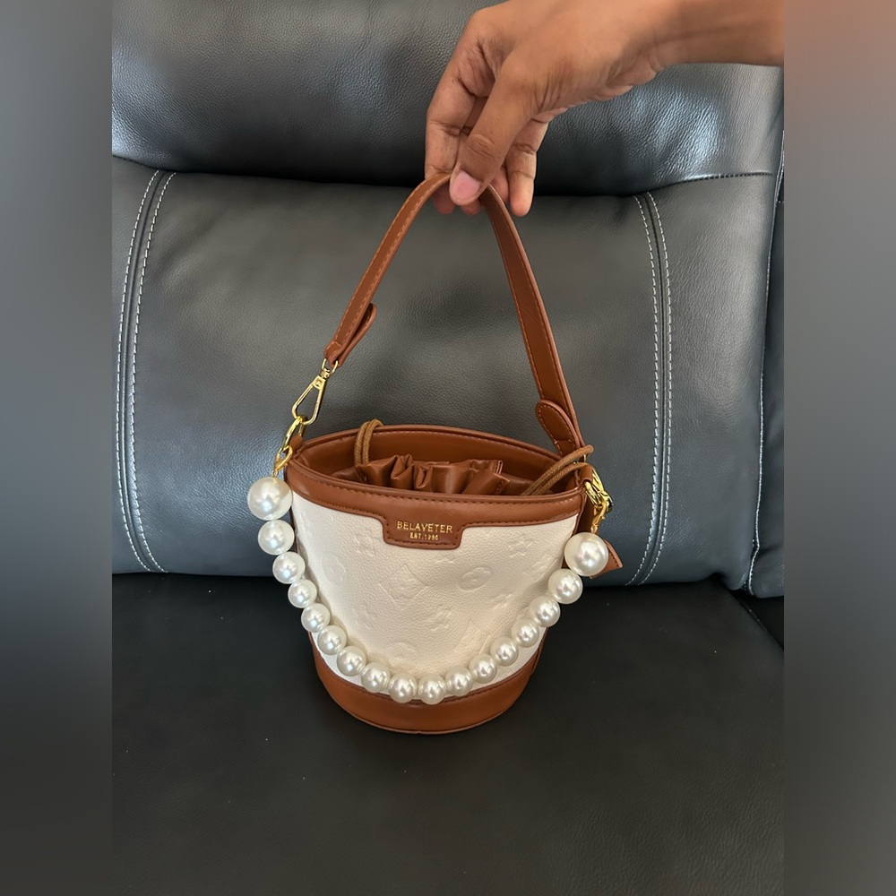 Mini Bucket Bag with Pearls - Picture 3 of 4